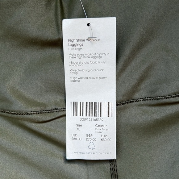 Sweaty Betty High Shine Workout Leggings Dark Forest Green XL NWT - Picture 6 of 12